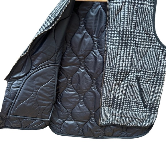 Madewell Black Plaid‎ Copeland Reversible Vest Preppy Minimalist Neutral Size XS - Picture 3 of 4